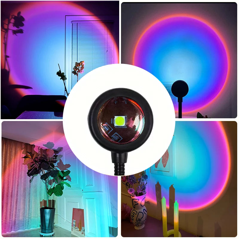 Aura‑Eclipse™ Rainbow Projection Mood Lamp — Multi‑Angle USB Ambient Light